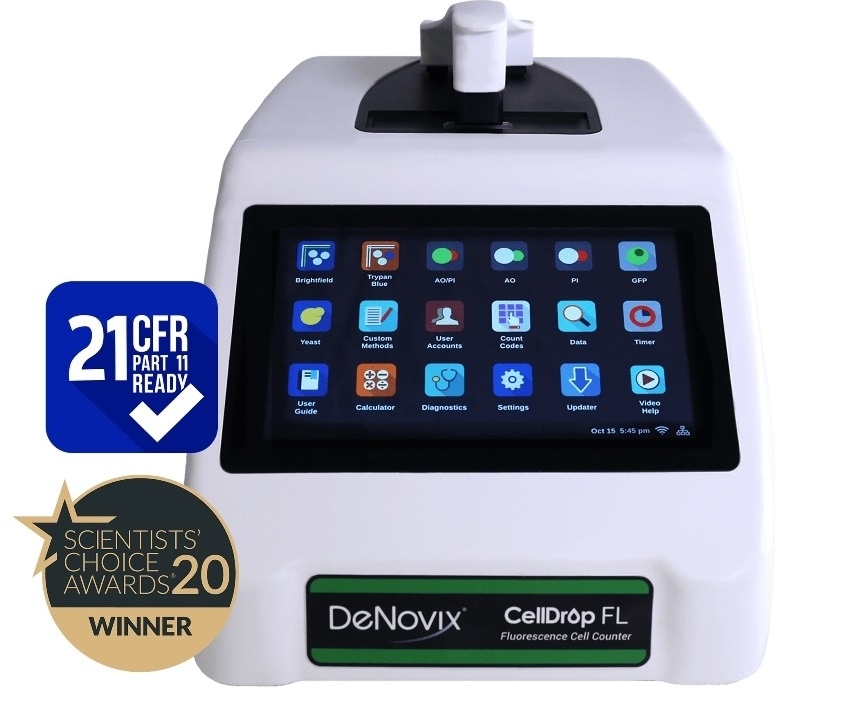 DeNovix launches 21 CFR Part 11 Compliance Ready software for CellDrop Automated Cell Counters